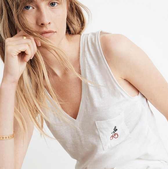 NWT Madewell Tank Top Cherry Whisper Cotton - Picture 2 of 5